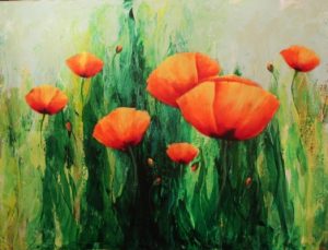Klaprozen in groen